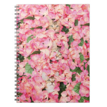 Carnet rose de collage de chaton de fleur