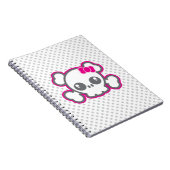 Carnet rose de crâne de ruban de Kawaii (Côté Droit)