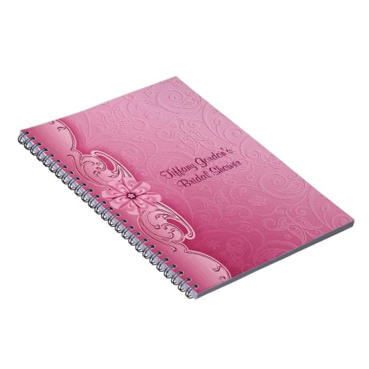 Carnet rose de Fête de la mariée de damassé (Côté Droit)