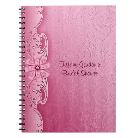 Carnet rose de Fête de la mariée de damassé (Devant)