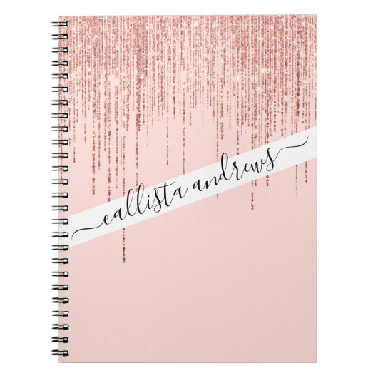 Carnet Rose de luxe Gold Sparkly Glitter Fringe (Devant)