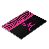 Carnet rose de monogramme de rayure de zèbre (Côté gauche)