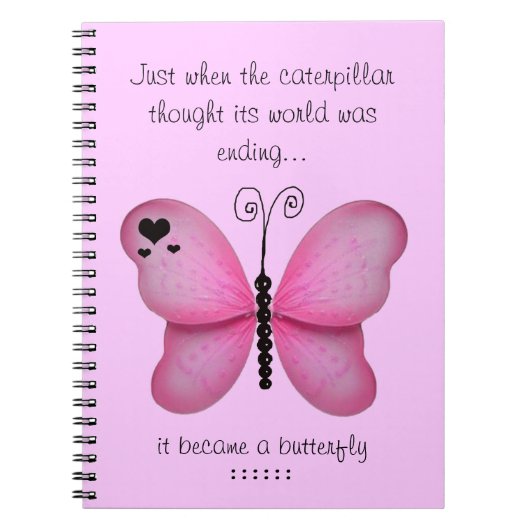Carnet rose de papillon (Devant)