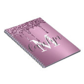 Carnet Rose de parties scintillant Blush Girly rose Monog (Côté Droit)