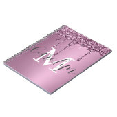 Carnet Rose de parties scintillant Blush Girly rose Monog (Côté gauche)
