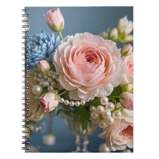 Carnet Rose délicate avec perle dans le vase (Devant)