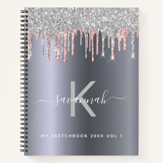 Carnet Rose d'or  d'argent Sketchbook parties scintillant (Devant)