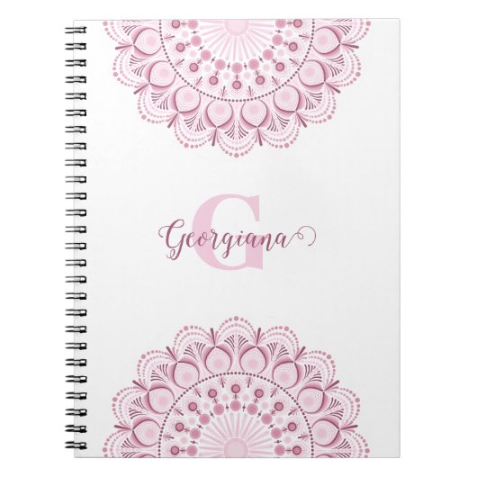 Carnet Rose Dusky Personnalisé Confetti Lace Dot Mandala (Devant)