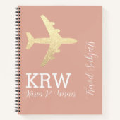 Carnet Rose Dusty / Calligraphie de girly d'avion Gold (Devant)