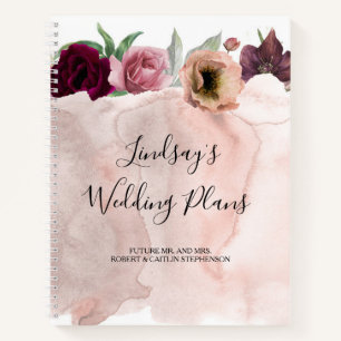 Carnet Rose Dusty et Mariage romantique rouge Bourgogne