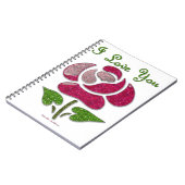 Carnet Rose en crayon rose Je t'aime (Côté gauche)