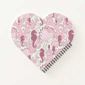 Carnet rose en forme de coeur des hippocampes (Dos)