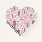 Carnet rose en forme de coeur des hippocampes (Devant)