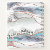 Carnet Rose en marbre gris Parties scintillant or Script  (Dos)