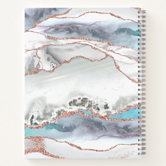 Carnet Rose en marbre gris Parties scintillant or Script  (Dos)