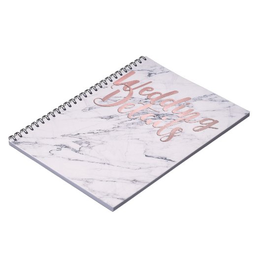 Carnet Rose en marbre moderne or rose MARIAGE détails (Côté gauche)