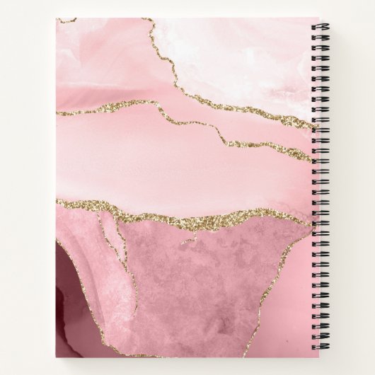Carnet Rose en marbre Parties scintillant or Script Monog (Dos)