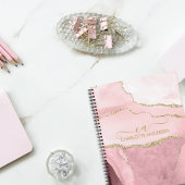 Carnet Rose en marbre Parties scintillant or Script Monog