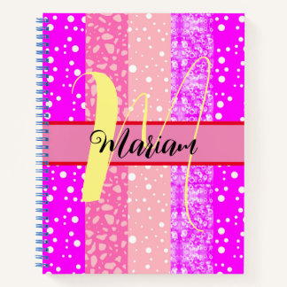 Carnet Rose esthétique moderne - Nom coloré Monogrammé