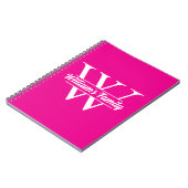 Carnet Rose et blanc | Monogramme simple de nom de famill (Côté gauche)