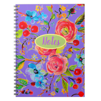 Carnet Rose et cerise en fleurs pourpre