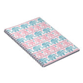 Carnet Rose et motif ethnique turquoise d'éléphant (Côté Droit)