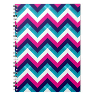Carnet Rose et motif géométrique bleu de Chevron