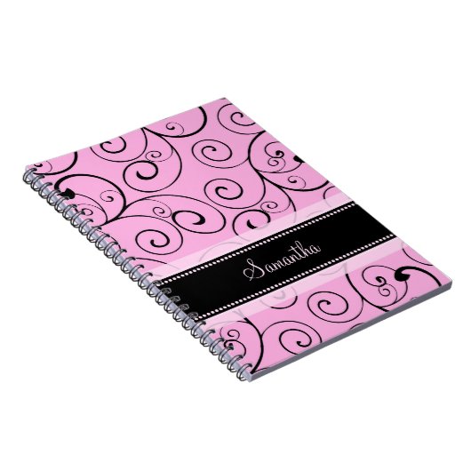 Carnet rose et noir nommé fait sur commande de (Côté Droit)