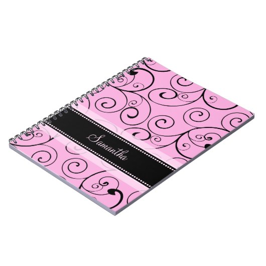 Carnet rose et noir nommé fait sur commande de (Côté gauche)