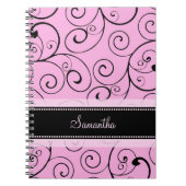 Carnet rose et noir nommé fait sur commande de (Devant)