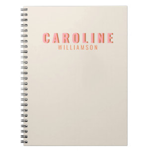 Carnet Rose et Orange Rétro Typographie Créatif Personnal