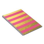 Carnet Rose et rayures de feuille d'or imprimées (Côté Droit)