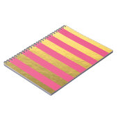 Carnet Rose et rayures de feuille d'or imprimées (Côté gauche)