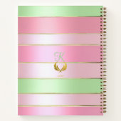 Carnet Rose et vert luxueux rayé (Dos)