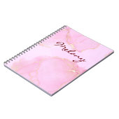 Carnet Rose et violet avec ordinateur portable de nom (Côté gauche)