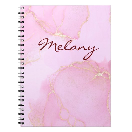 Carnet Rose et violet avec ordinateur portable de nom (Devant)