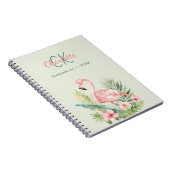 Carnet Rose flamingo tropical monogramme vert (Côté Droit)