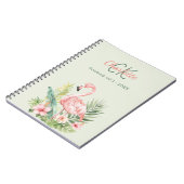 Carnet Rose flamingo tropical monogramme vert (Côté gauche)