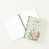 Carnet Rose flamingo tropical monogramme vert (Intérieur)