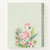 Carnet Rose flamingo tropical monogramme vert (Dos)