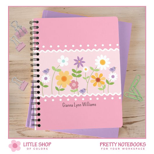 Carnet Rose Floral Botanique Monogramme