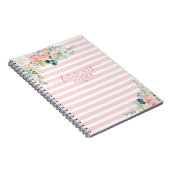 Carnet Rose Floral Gold Pink Stripe Script Futur Mme. (Côté Droit)