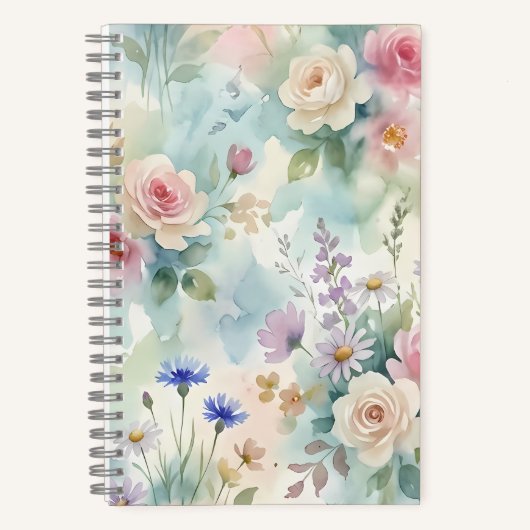 Carnet Rose Florale Rose Pâle (Recto)