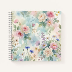 Carnet Rose Florale Rose Pastel
