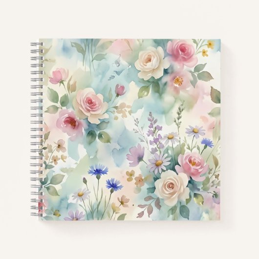 Carnet Rose Florale Rose Pastel (Devant)
