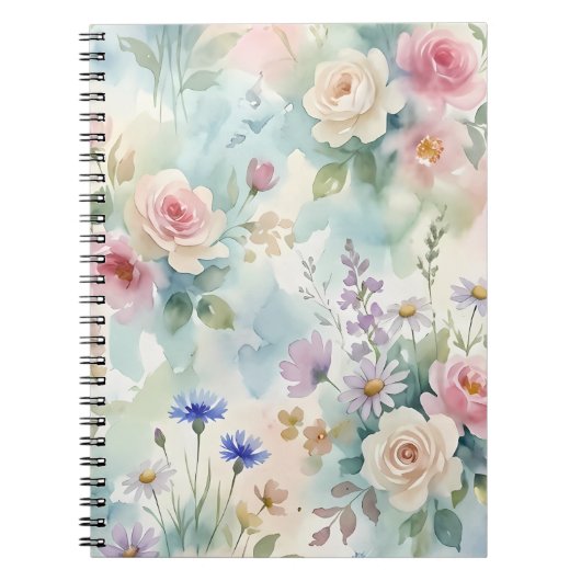Carnet Rose Florale Rose Pastel (Devant)