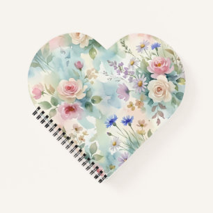 Carnet Rose Florale Rose Pastel
