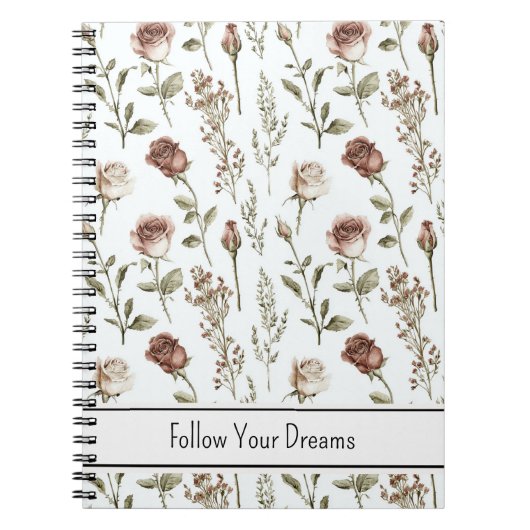 Carnet Rose Florale Rouge Rose (Devant)