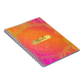 Carnet Rose Fuchsia Orange & Or Mandala Glam Indien (Côté Droit)