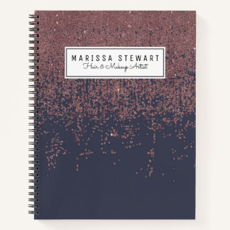 Carnet Rose glamour Gold Navy Parties scintillant bleue O